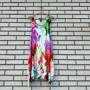 Tricot Chic Italy Y2K Marble Print Sleeveless Dress w/ Bow Detail Size 10